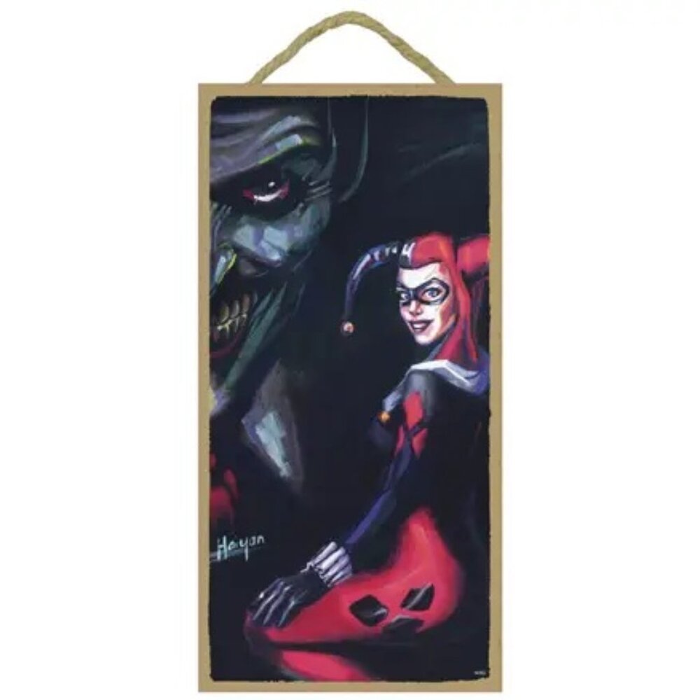Joker and Harley Quinn Collectible 5" x 10" Wood Plaque Sign Gift